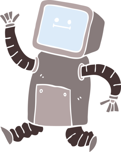 Bir insan tarafından çizilen düz renkli çizim robot.