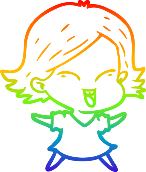 gökkuşağı gradyan çizimi mutlu bir çizgi film kızı bir insan tarafından çizildi