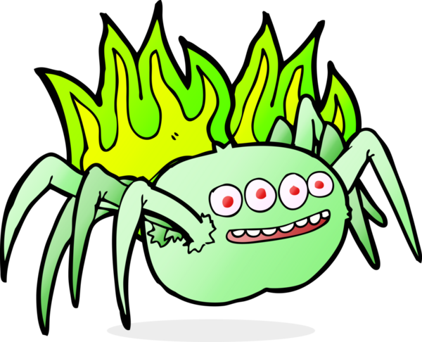 Bir insan tarafından çizilmiş ürkütücü bir örümcek.