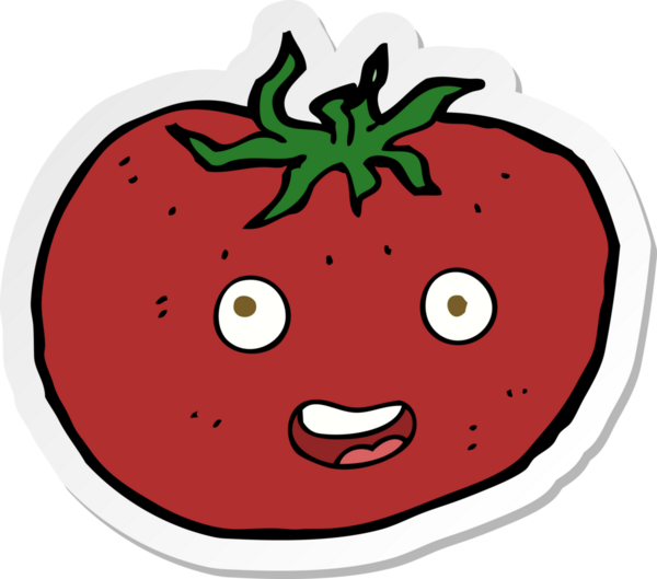 Bir insan tarafından çizilmiş bir domates etiketi.