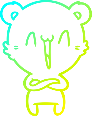 Bir insan tarafından çizilmiş mutlu bir kutup ayısı karikatürü.