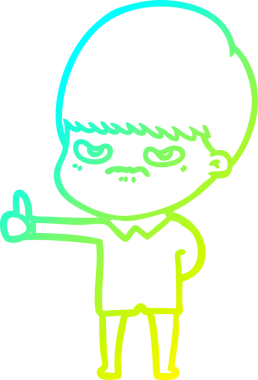 Bir insan tarafından çizilmiş kızgın bir çizgi film çocuğunun soğuk gradyan çizgisi