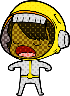 Karikatür astronot kadın bir insan tarafından çizilmiş.