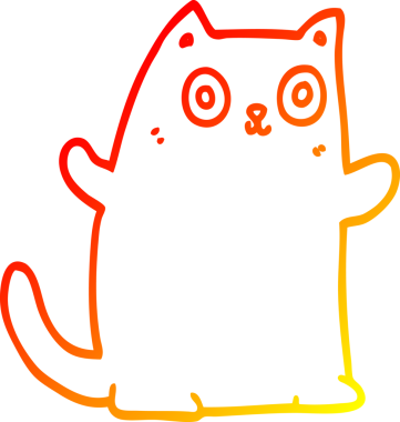 Bir insan tarafından çizilmiş çizgi film kedisinin sıcak çizgi çizimi