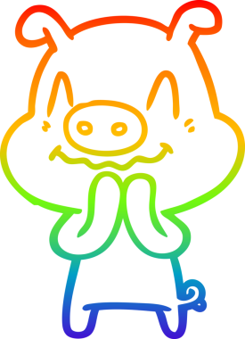 gökkuşağı gradyan çizimi bir insan tarafından çizilmiş sinir çizgi domuz