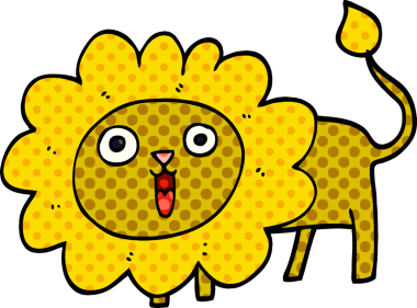 karikatür mutlu aslan bir insan tarafından çizilmiş