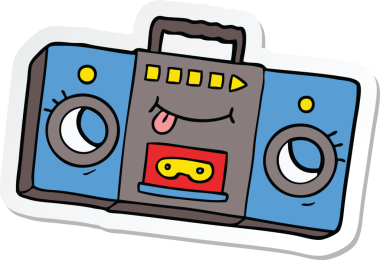 Bir insan tarafından çizilmiş eski bir kaset çaların çıkartması.