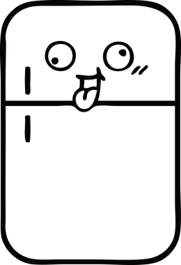 Bir insan tarafından çizilmiş bir buzdolabı karikatürü.