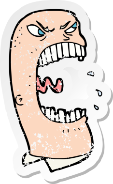 Öfkeli bir adamın insan tarafından çizilmiş bağırışları.