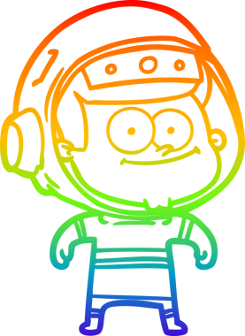 gökkuşağı gradyan çizimi mutlu bir astronot çizgi filmi bir insan tarafından çizildi