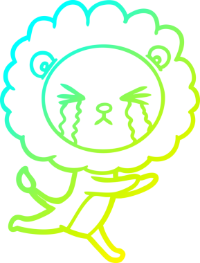 Bir insan tarafından çizilmiş ağlayan aslanın soğuk gradyan çizgisi