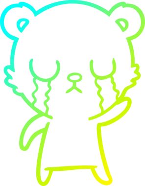 Bir insan tarafından çizilmiş ağlayan çizgi film ayısının soğuk gradyan çizgisi.