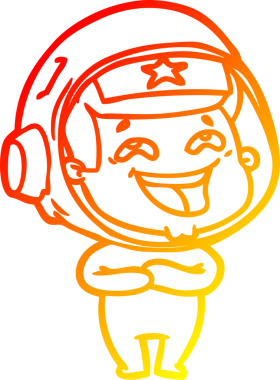 Bir insan tarafından çizilmiş gülen astronotun sıcak çizgi çizimi