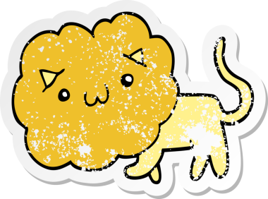 Bir insan tarafından çizilmiş karikatür aslanının sıkıntılı çıkartması.