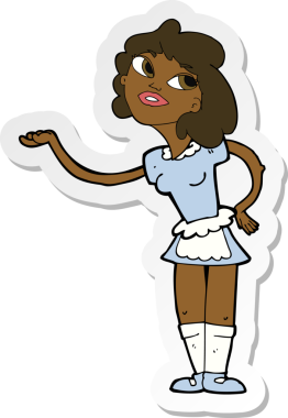 Bir insan tarafından çizilmiş bir çizgi film garsonunun çıkartması.