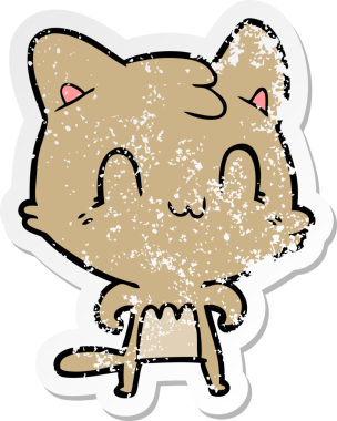 Bir insan tarafından çizilmiş mutlu bir kedinin sıkıntılı çıkartması.