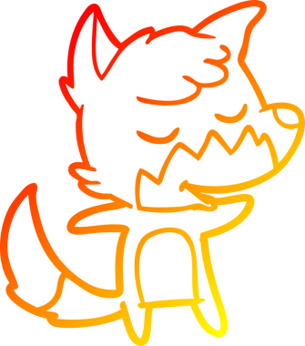 Bir insan tarafından çizilmiş dost canlısı bir tilkinin sıcak çizgi çizimi