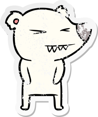 Kızgın bir kutup ayısı karikatürü bir insan tarafından çizilmiş.