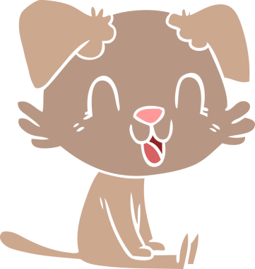 Bir insan tarafından çizilmiş düz renkli çizgi film köpeği.