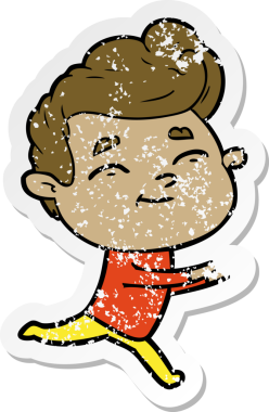 Bir insan tarafından çizilmiş koşan bir karikatürcünün sıkıntılı çıkartması.