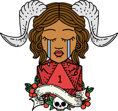 Retro Dövme Biçimi Ağlama Ağlama Doğal bir D20 zar atışıyla bir insan tarafından çizilmiş