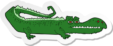 Bir insan tarafından çizilmiş timsah çizgi film etiketi.