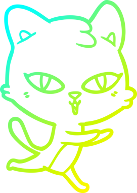 Bir insan tarafından çizilen çizgi film kedisinin soğuk gradyan çizgisi.