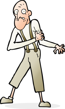 Bir insan tarafından çizilmiş kalp krizi geçiren yaşlı bir adam.