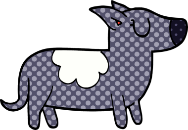 Bir insan tarafından çizilmiş mutlu bir köpek.