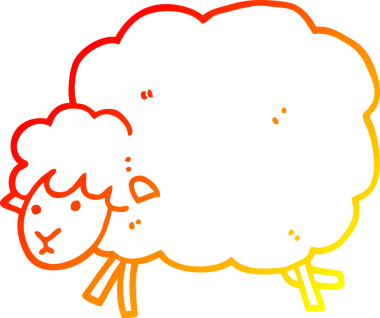 Bir insan tarafından çizilmiş bir koyunun sıcak çizgi çizimi