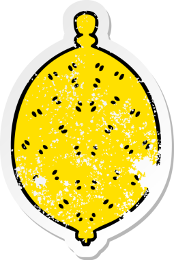 Bir insan tarafından çizilmiş garip bir el çizilmiş limon karikatürü.