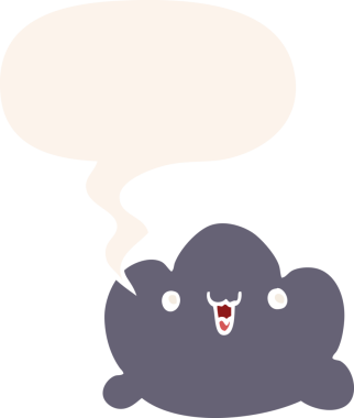 bir insan tarafından çizilmiş retro tarzı konuşma baloncuklu çizgi film bulutu