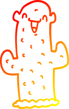 Bir insan tarafından çizilmiş bir kaktüsün sıcak çizgi çizimi