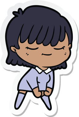 Bir insan tarafından çizilmiş bir karikatür kadının çıkartması.