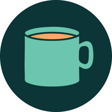 Bir insanın çizdiği kahve fincanının ikonik dövme şekli.