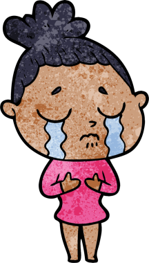 Bir insan tarafından çizilmiş ağlayan kadın çizgi filmi.