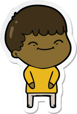 Bir insan tarafından çizilmiş mutlu bir çocuğun çıkartması.