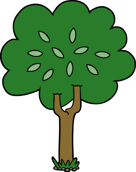 Bir insan tarafından çizilmiş çizgi film ağacı.