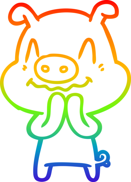 gökkuşağı gradyan çizimi bir insan tarafından çizilmiş sinir çizgi domuz