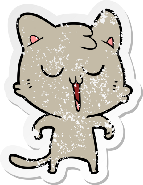 Bir insan tarafından çizilmiş çizgi film kedisinin sıkıntılı çıkartması.