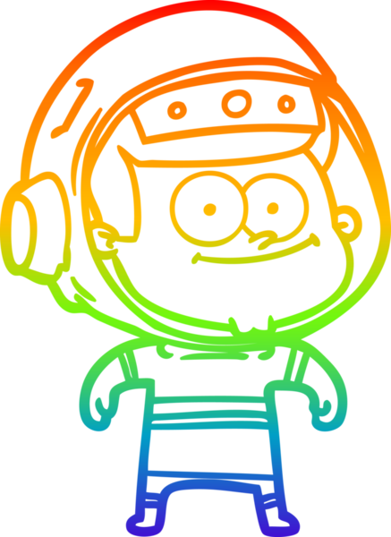 gökkuşağı gradyan çizimi mutlu bir astronot çizgi filmi bir insan tarafından çizildi