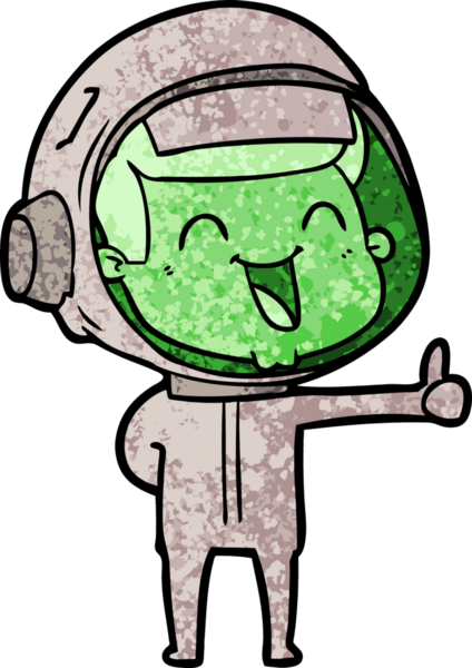 Bir insan tarafından çizilmiş mutlu astronot çizgi filmi.