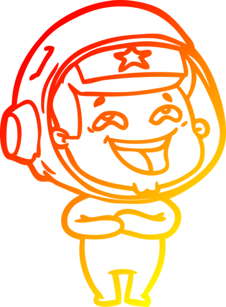 Bir insan tarafından çizilmiş gülen astronotun sıcak çizgi çizimi