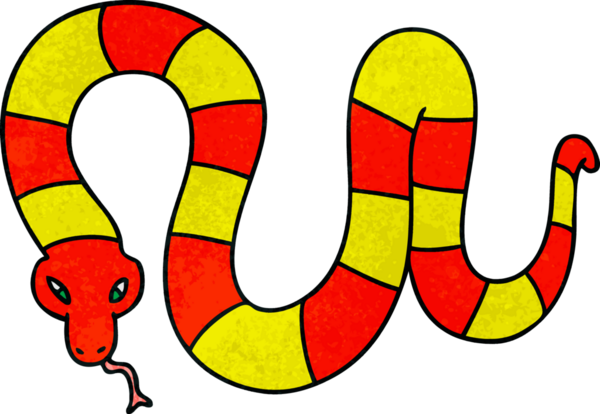 Bir insan tarafından çizilmiş tuhaf çizgi film yılanı.