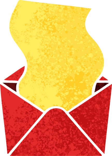 Retro illüstrasyon tarzı tuhaf karikatür harfi ve bir insan tarafından çizilmiş zarf