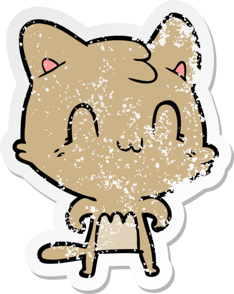 Bir insan tarafından çizilmiş mutlu bir kedinin sıkıntılı çıkartması.