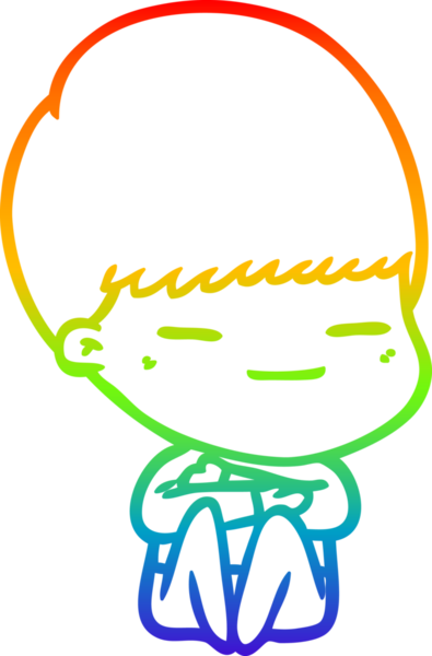 Gökkuşağı gradyan çizgi çizimi bir insan tarafından çizilmiş kendini beğenmiş bir çocuk.