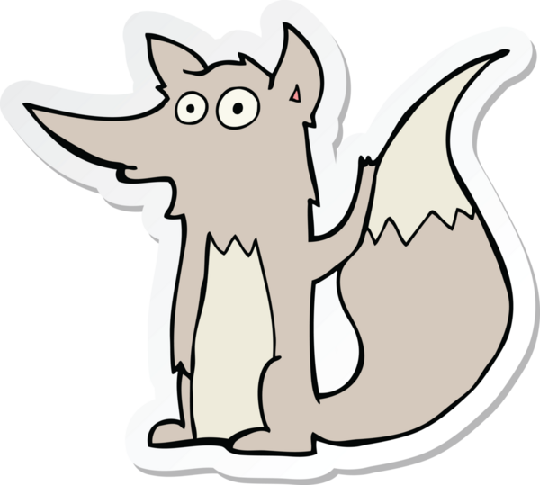 Bir insan tarafından çizilmiş bir kurt çizgi filminin çıkartması.