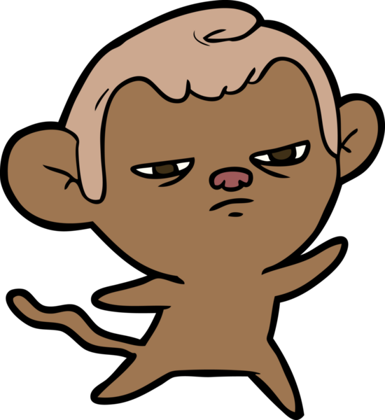 Bir insan tarafından çizilmiş sinir bozucu bir maymun.