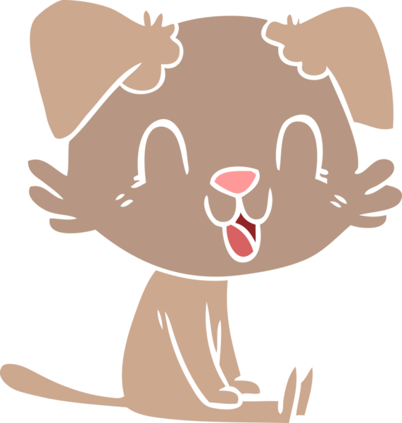 Bir insan tarafından çizilmiş düz renkli çizgi film köpeği.